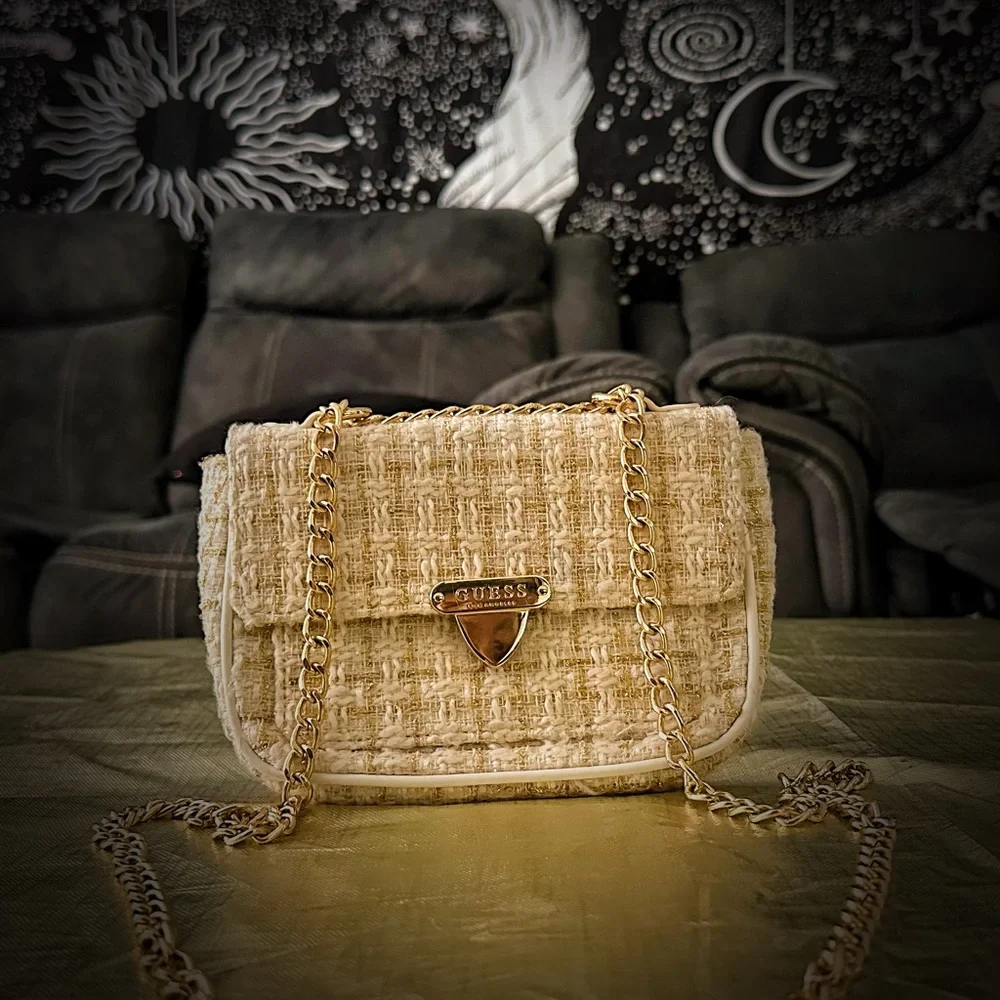 Guess Beige Tweed Crossbody Bag - Picture 8 of 10